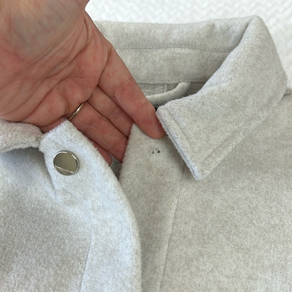 Zara Soft-Touch Overshirt Oversized Shacket Woman’s Size Small Light Gray - Picture 13 of 17